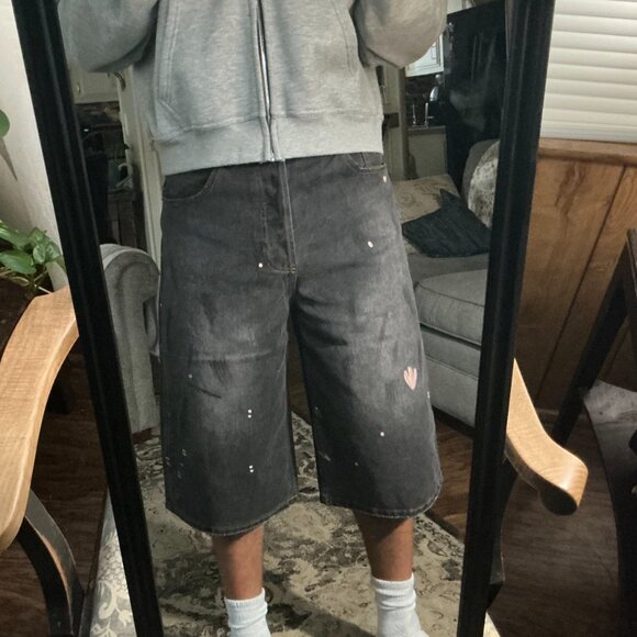 Dark Acne Studios Jean shorts with splatter - Picture 3 of 9